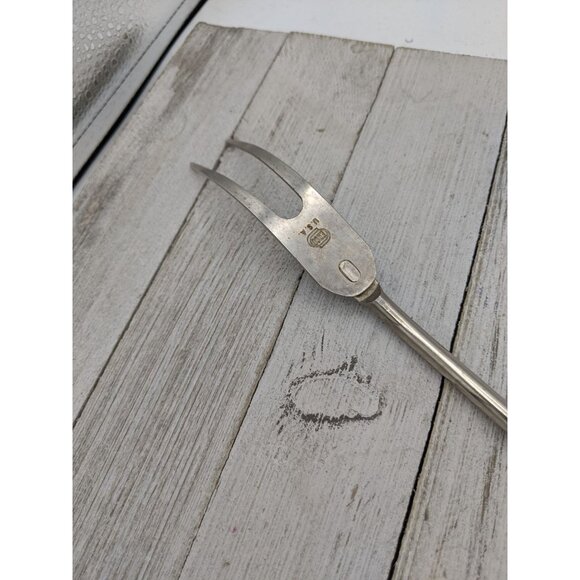 Vintage EKCO Halo Solid Meat Utility Fork Gold Wood Handle 12 3/4" - Picture 6 of 7